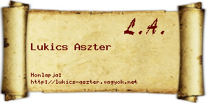 Lukics Aszter névjegykártya